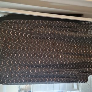 Kate Spade Ponte Turtleneck Black Dress with Gold Dot Pattern.  Zip Up Back.